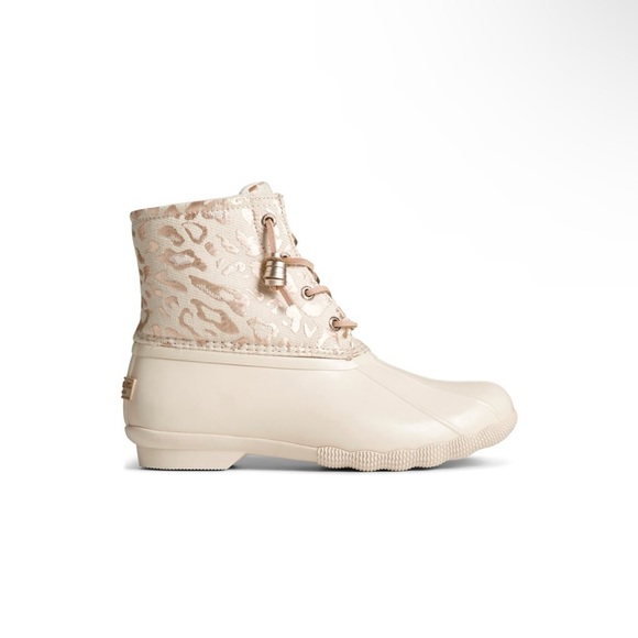 NIB SPERRY Saltwater Metallic Leopard Jacquard Duck Boot Sz: 10 - Picture 2 of 8